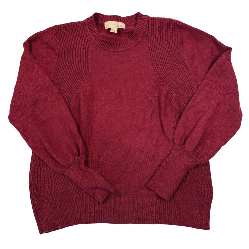 Philosophy Republic Clothing Burgundy Balloon Sleeve Ribbed Knit Sweater Large